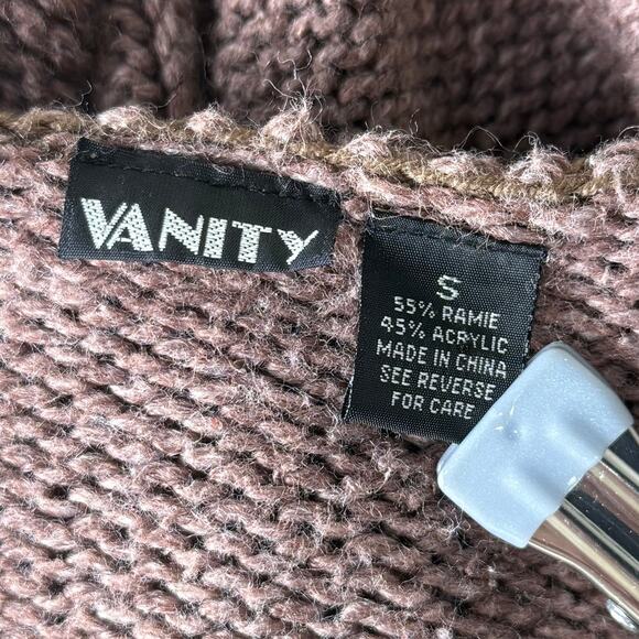 Vintage 90s Y2k Brown Striped Hooded Cardigan Sweater Indie Whimsy Twee Forest S - Picture 3 of 6